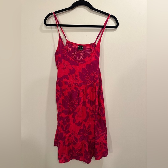 Hurley pink magenta floral flowy mini dress, NWOT, Large - Picture 3 of 5